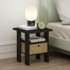 Furinno Turn-N-Tube Tall Nightstand with Bin, 2-Pack, Plastic Poles, French Oak/Black/Black(Espresso)