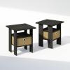 Furinno Turn-N-Tube Tall Nightstand with Bin, 2-Pack, Plastic Poles, French Oak/Black/Black(Espresso)