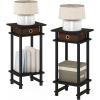 Furinno Turn-N-Tube Tall Nightstand with Bin, 2-Pack, Plastic Poles, French Oak/Black/Black(Espresso/Brown)