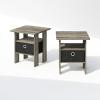 Furinno Turn-N-Tube Tall Nightstand with Bin, 2-Pack, Plastic Poles, French Oak/Black/Black(French Oak)