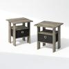 Furinno Turn-N-Tube Tall Nightstand with Bin, 2-Pack, Plastic Poles, French Oak/Black/Black(French Oak)