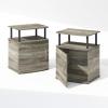 Furinno Turn-N-Tube Tall Nightstand with Bin, 2-Pack, Plastic Poles, French Oak/Black/Black(French Oak/Black)