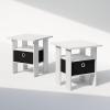 Furinno Turn-N-Tube Tall Nightstand with Bin, 2-Pack, Plastic Poles, French Oak/Black/Black(White/Black)