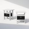 Furinno Turn-N-Tube Tall Nightstand with Bin, 2-Pack, Plastic Poles, French Oak/Black/Black(White/Black)