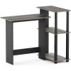 Furinno Abbott Corner Computer Desk with Bookshelf, Espresso/Black(French Oak Grey/Black)