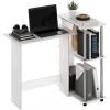 Furinno Abbott Corner Computer Desk with Bookshelf, Espresso/Black(White Oak/Chrome)
