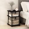 Furinno Claude Mid Century Style Nightstand with Wood Legs, 15.55 (D) x 15.55 (W) x 20.16 (H) inches, Espresso(Black)