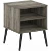 Furinno Claude Mid Century Style Nightstand with Wood Legs, 15.55 (D) x 15.55 (W) x 20.16 (H) inches, Espresso(French Oak Grey)