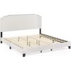 Furinno Lille Button Tufted Bed Frame, Twin, Beige(Nailhead Trim  King)