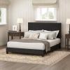 Furinno PESSAC Bed Frame, Queen Size Bedframe with PU Leather Upholstery Headboard, Bed with Legs, Wooden Slat Support, Easy Assembly, for Bedroom, Dorm, Plain Black