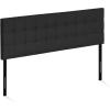 Furinno Roanne Headboard King Size, Tufted Upholstered Wooden Headboard, Bed Frame Mount Head Board, Easy Assembly, for Bedroom, Dorm, Blue Denim(Plain Black)