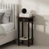 Furinno Turn-N-Tube Tall Nightstand with Bin, 1-Pack, Plastic Poles, Amber Pine/Black