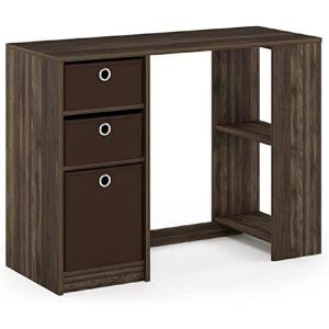 Furinno 15110CWN/DBR JAYA Modern Computer Study Desk, Columbia Walnut/Dark Brown