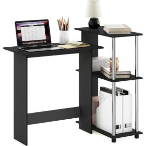 Furinno Abbott Corner Computer Desk with Bookshelf, Espresso/Black(Americano/Chrome)