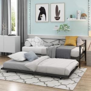 Furinno Angeland Carca Metal Daybed, Twin, White(Black)