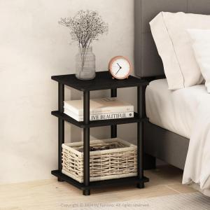 Furinno Claude Mid Century Style Nightstand with Wood Legs, 15.55 (D) x 15.55 (W) x 20.16 (H) inches, Espresso(Black)