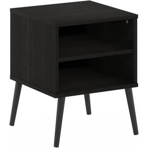 Furinno Claude Mid Century Style Nightstand with Wood Legs, 15.55 (D) x 15.55 (W) x 20.16 (H) inches, Espresso(Espresso)