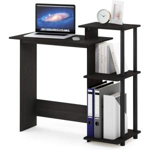 Furinno EFFICIENT Desk, 28.6″ Wide Gaming Desk with 3 Open Side Shelves, Laptop Notebook Computer Desk, Office Desk for Home Office, Study Room, Dorm, Bedroom, Dark Espresso