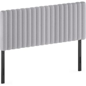 Furinno Roanne Headboard King Size, Tufted Upholstered Wooden Headboard, Bed Frame Mount Head Board, Easy Assembly, for Bedroom, Dorm, Blue Denim(Light Grey)