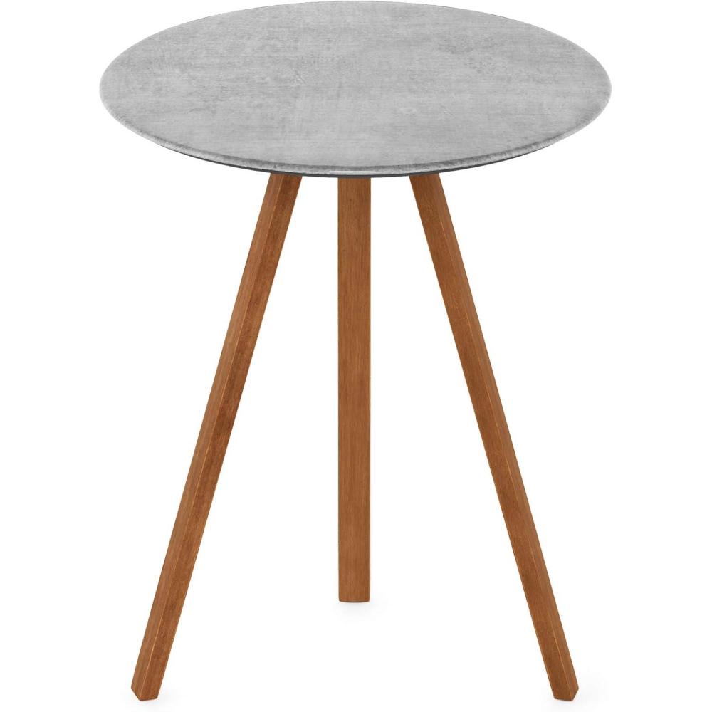 imageFURINNO Redang Large Round Indoor amp Outdoor Smart Top Patio Dining TablePatio Coffee TableSmall Patio TablePicnic Table WalnutCement