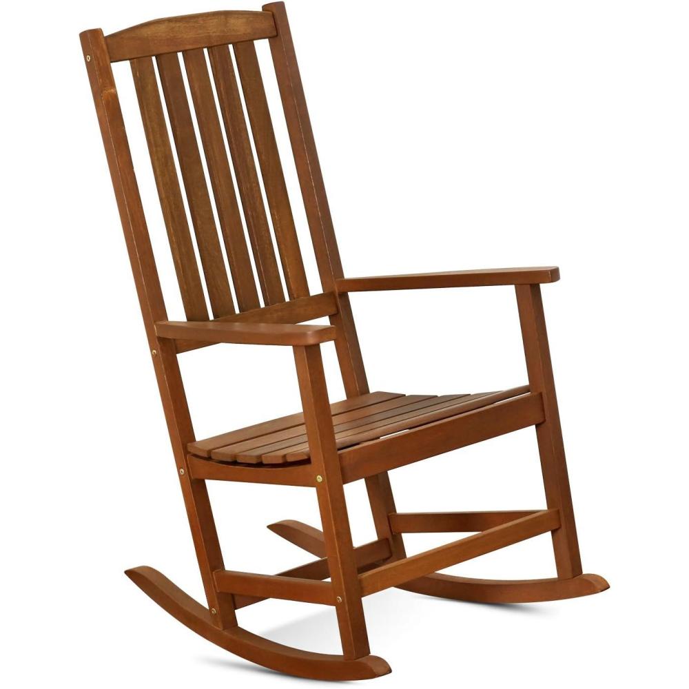 imageFURINNO Tioman Hardwood Patio Furniture Rocking Chair in Teak Oil Natural