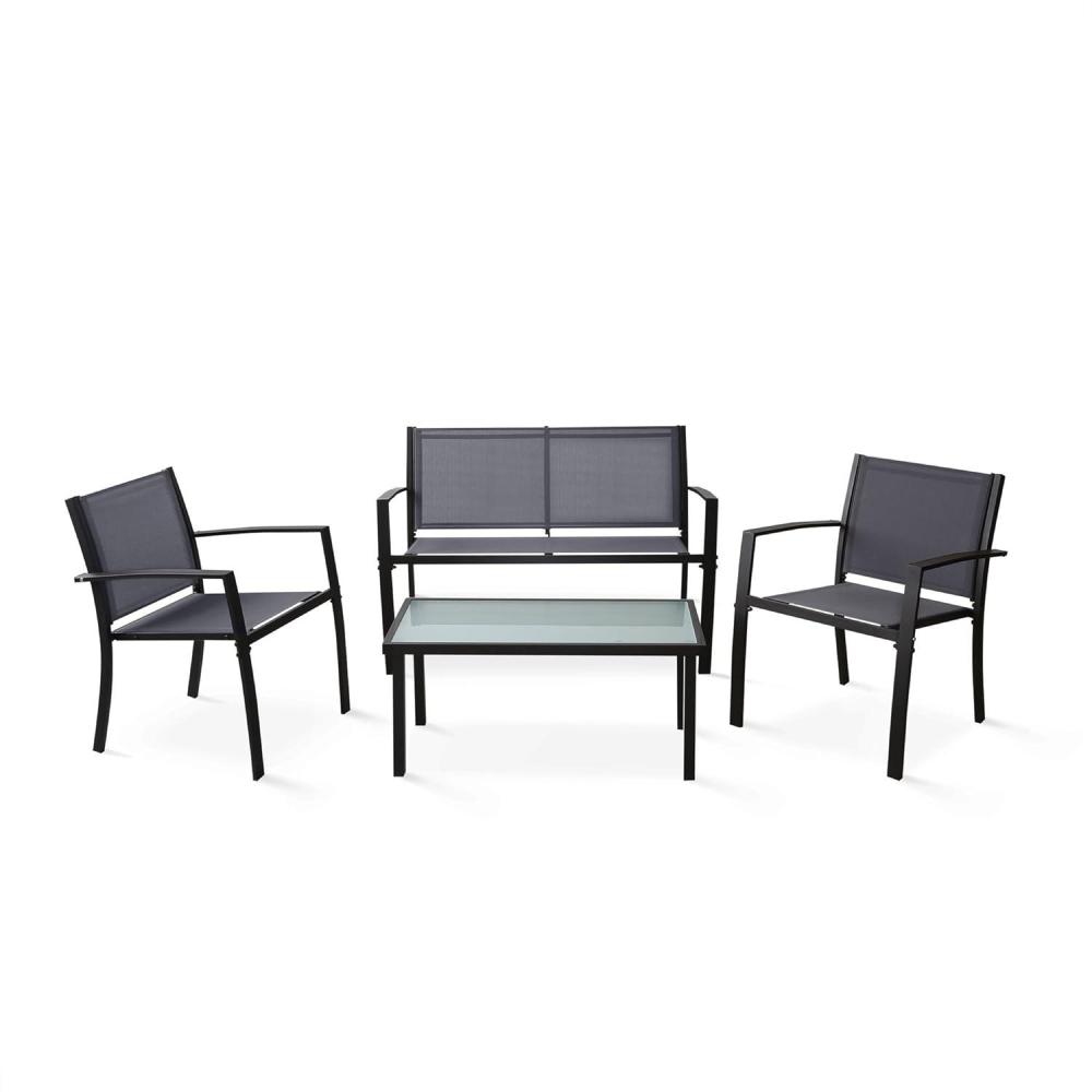 imageFurinno FG180907GYBK Melaka Outdoor Patio Furniture Leisure Dining Set Black