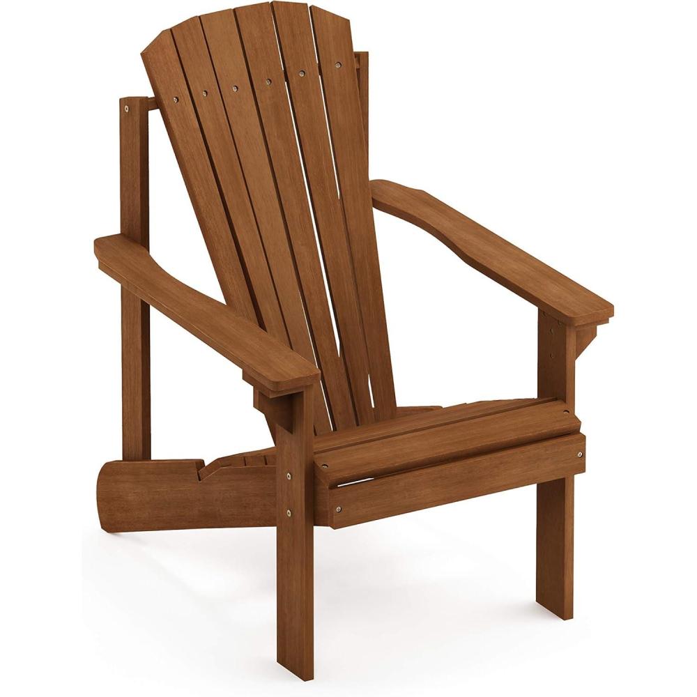 imageFurinno FG18921 Tioman Small Hardwood Adirondack Patio Chair in Teak Oil Natural