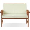 Furinno FG17319 Tioman Outdoor Hardwood Patio Furniture Mediterranean Bench with Cushion, 1, Natural