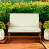 Furinno FG17319 Tioman Outdoor Hardwood Patio Furniture Mediterranean Bench with Cushion, 1, Natural