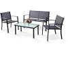 Furinno FG180907GY/BK Melaka Outdoor Patio Furniture Leisure Dining Set, Black