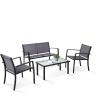 Furinno FG180907GY/BK Melaka Outdoor Patio Furniture Leisure Dining Set, Black