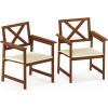 Furinno FG18112C Tioman Hardwood X Back Arm Chair in Teak Oil with Cushion, Natural