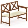 Furinno FG18113C Tioman Hardwood Outdoor Patio Furniture X-Back Bench Bench in Teak Oil, 1, Natural