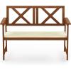Furinno FG18113C Tioman Hardwood Outdoor Patio Furniture X-Back Bench Bench in Teak Oil, 1, Natural