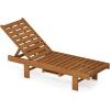 Furinno Tioman Outdoor Hardwood Patio Furniture Sun Lounger with Tray in Teak Oil, Natural 23.52D x 70W x 12H in(21.6 D x 59.5 W x 11.3 H in)