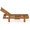 Furinno Tioman Outdoor Hardwood Patio Furniture Sun Lounger with Tray in Teak Oil, Natural 23.52D x 70W x 12H in(21.6 D x 59.5 W x 11.3 H in)