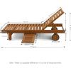 Furinno Tioman Outdoor Hardwood Patio Furniture Sun Lounger with Tray in Teak Oil, Natural 23.52D x 70W x 12H in(23.5 D x 70 W x 12 H in)