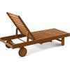 Furinno Tioman Outdoor Hardwood Patio Furniture Sun Lounger with Tray in Teak Oil, Natural 23.52D x 70W x 12H in(23.5 D x 70 W x 12 H in)