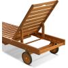 Furinno Tioman Outdoor Hardwood Patio Furniture Sun Lounger with Tray in Teak Oil, Natural 23.52D x 70W x 12H in(23.5 D x 70 W x 12 H in)