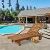 Furinno Tioman Outdoor Hardwood Patio Furniture Sun Lounger with Tray in Teak Oil, Natural 23.52D x 70W x 12H in(23.5 D x 70 W x 12 H in)