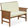 Furinno FG17319 Tioman Outdoor Hardwood Patio Furniture Mediterranean Bench with Cushion, 1, Natural