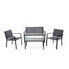 Furinno FG180907GY/BK Melaka Outdoor Patio Furniture Leisure Dining Set, Black