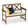 Furinno FG18113C Tioman Hardwood Outdoor Patio Furniture X-Back Bench Bench in Teak Oil, 1, Natural