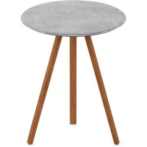 FURINNO Redang Large Round Indoor & Outdoor Smart Top Patio Dining Table/Patio Coffee Table/Small Patio Table/Picnic Table, Walnut(Cement)