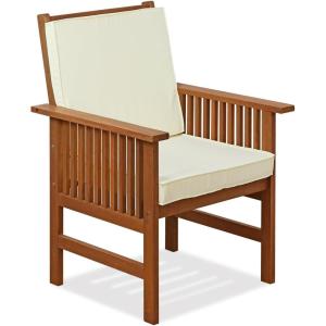 Furinno FG17318 Tioman Outdoor Hardwood Patio Furniture Armchair with Cushion Armchair with Cushion, 1 Arm Chair, Natural