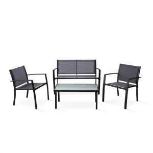 Furinno FG180907GY/BK Melaka Outdoor Patio Furniture Leisure Dining Set, Black