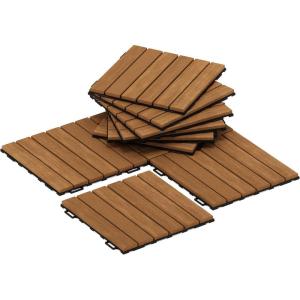 Furinno FG181034 Tioman Floor Decking Wood Tile, Natural (Pack of 10)