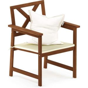Furinno FG18112C Tioman Hardwood X Back Arm Chair in Teak Oil with Cushion, Natural