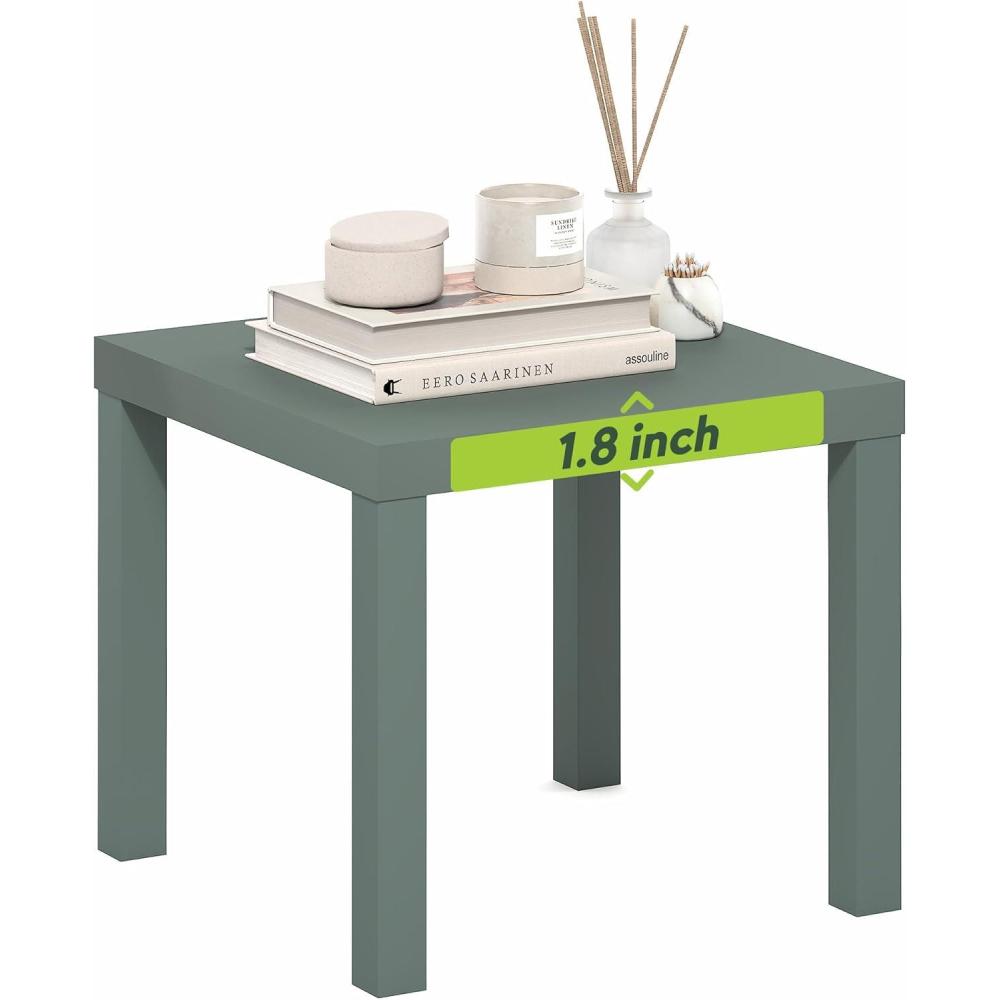 imageFurinno Classic Homey Square Parsons Side End Table Set of 2 BlackSage Green