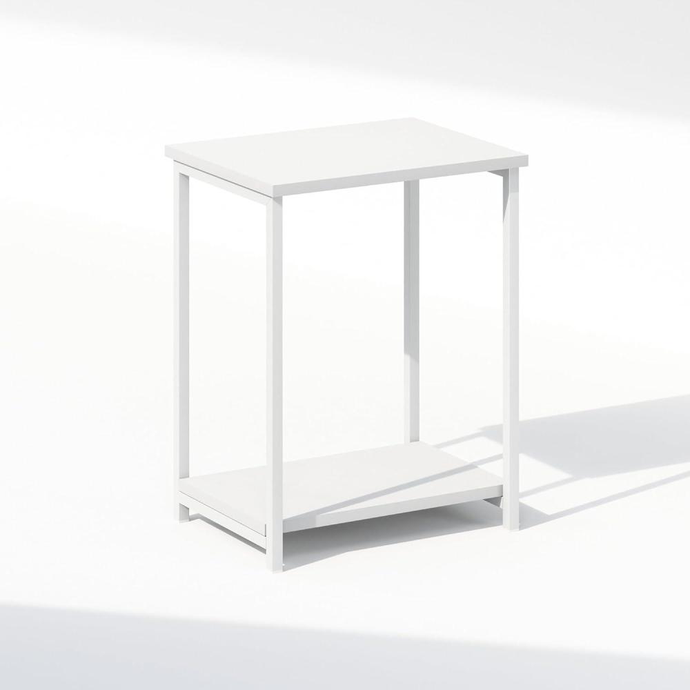 imageFurinno Classic Night Stand Set of 2 Triple Thick Tabletop Nightstand Square Bedside Table End Table Side Table Easy Assembly for Bedroom Living Room BlackWhiteWhite